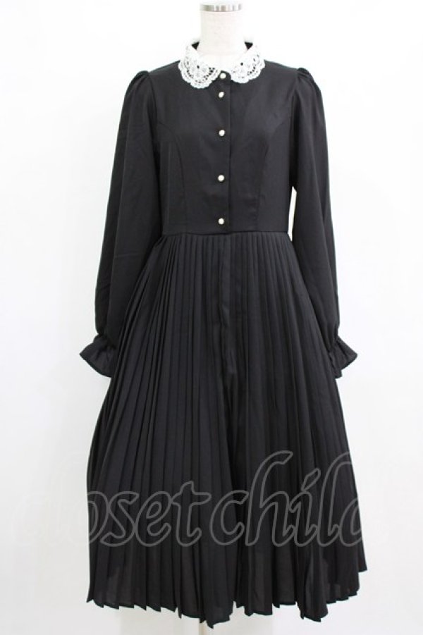 画像1: m petit by misako / AM*レースエリプリーツワンピース L ブラック H-26-01-23-014-LO-OP-NS-ZH (1)