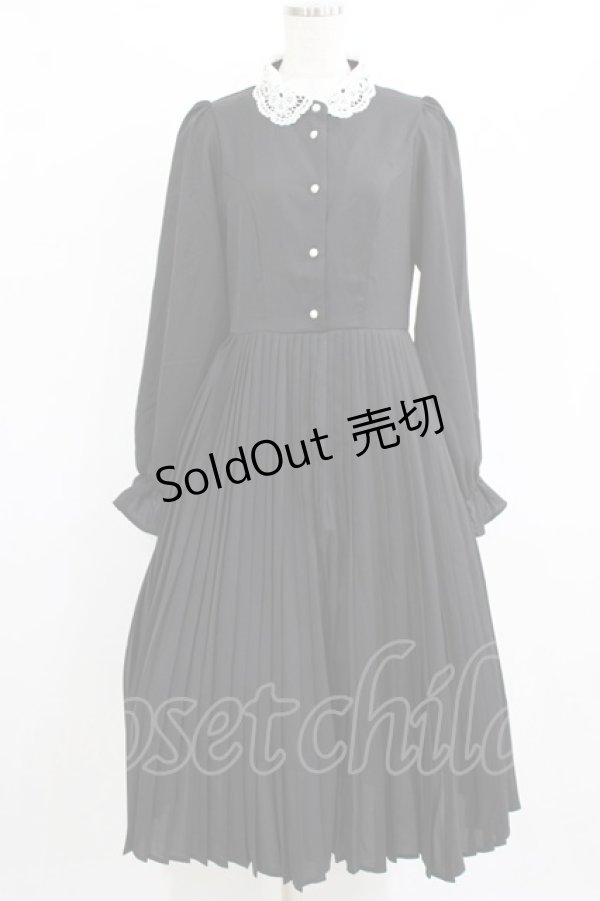 画像1: m petit by misako / AM*レースエリプリーツワンピース L ブラック H-26-01-23-014-LO-OP-NS-ZH (1)