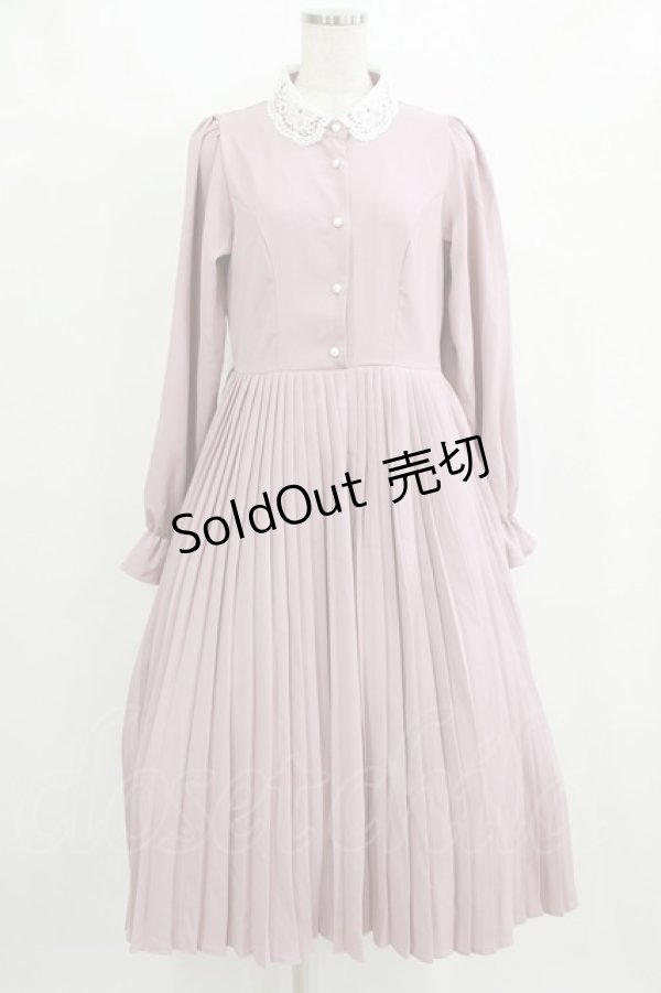 画像1: m petit by misako / AM*レースエリプリーツワンピース L ピンク H-26-01-23-015-LO-OP-NS-ZH (1)