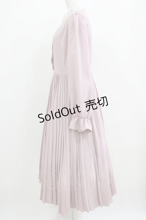 画像2: m petit by misako / AM*レースエリプリーツワンピース L ピンク H-26-01-23-015-LO-OP-NS-ZH (2)