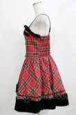 画像2: To Alice / ブラックキャットチェックジャンパースカート L レッド H-26-01-23-017-LO-OP-NS-ZH (2)