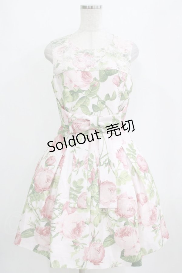 画像1: JESUS DIAMANTE / ロマンスドールワンピース 42 メリーベルローズ柄ピンク H-26-01-23-019-JE-OP-NS-ZH (1)