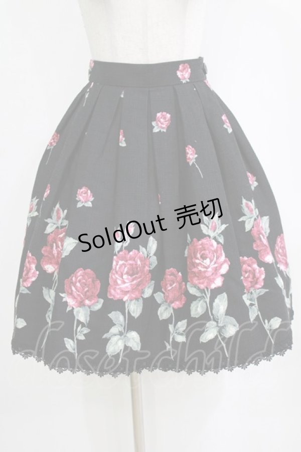 画像1: Innocent World / カーディナルローズスカート Free ブラック H-26-01-23-022-IW-SK-NS-ZH (1)