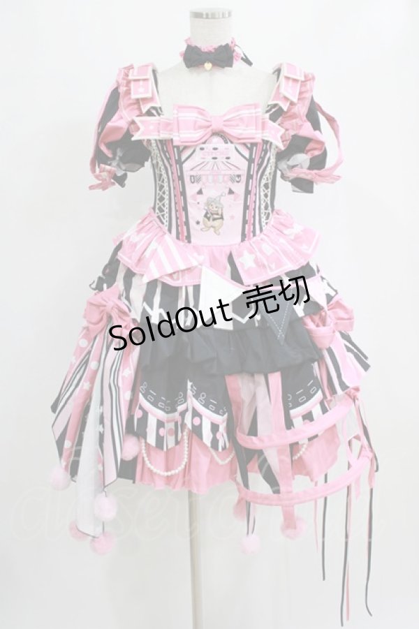 画像1: 半糖猫丸（海外ロリータブランド） / サーカス少女2.0フルセット L ブラック/ピンク H-26-01-24-001-PU-OP-NS-ZH (1)