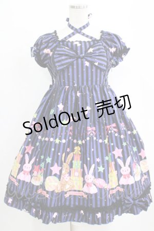 画像: metamorphose / Candy Star Rabbitワンピース Free ブルー H-26-01-24-003-ME-OP-NS-ZH