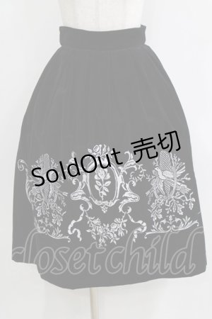 画像: Victorian maiden / バラと小鳥の別珍スカート Free ブラック H-26-01-24-029-CL-SK-NS-ZH