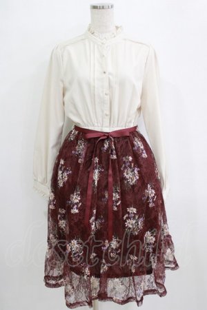 画像: axes femme / マーガレット柄ハイネックワンピース M ワイン H-26-01-24-033-AX-OP-NS-ZH