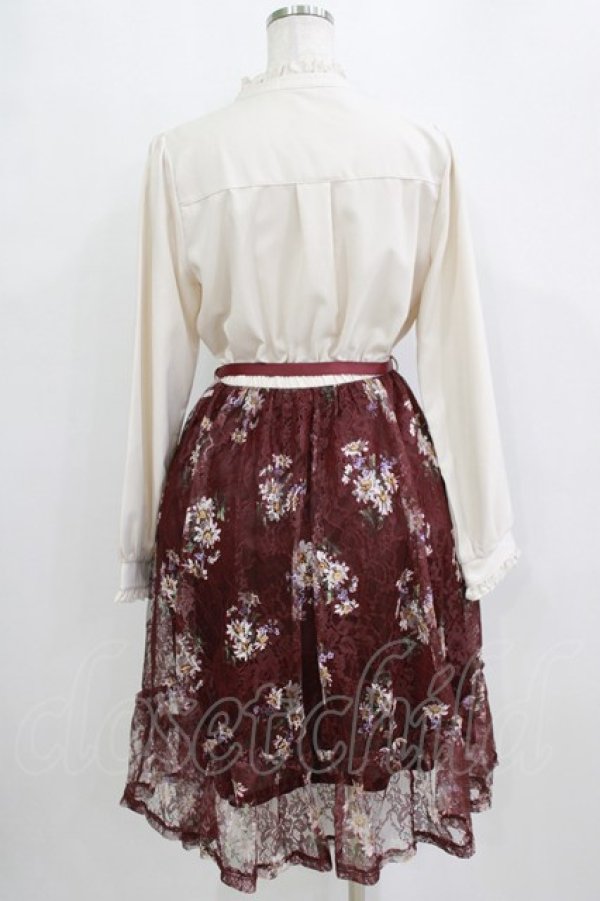 画像3: axes femme / マーガレット柄ハイネックワンピース M ワイン H-26-01-24-033-AX-OP-NS-ZH (3)