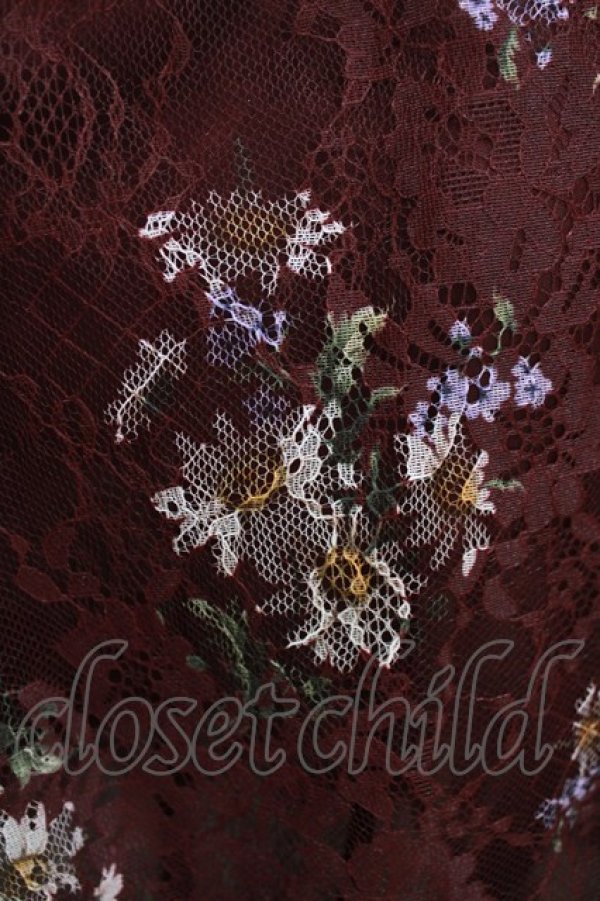 画像4: axes femme / マーガレット柄ハイネックワンピース M ワイン H-26-01-24-033-AX-OP-NS-ZH (4)