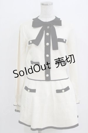 画像: Ank Rouge / バイカラーリボンタイニット+スカート M オフ H-26-01-24-035-CA-OP-NS-ZH