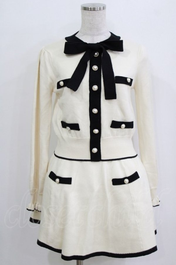 画像1: Ank Rouge / バイカラーリボンタイニット+スカート M オフ H-26-01-24-035-CA-OP-NS-ZH (1)