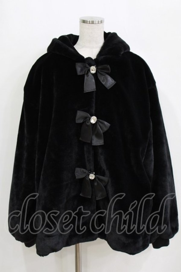 画像1: Ank Rouge / リボンうさみみファーコート M ブラック H-26-01-24-038-CA-CO-NS-ZH (1)