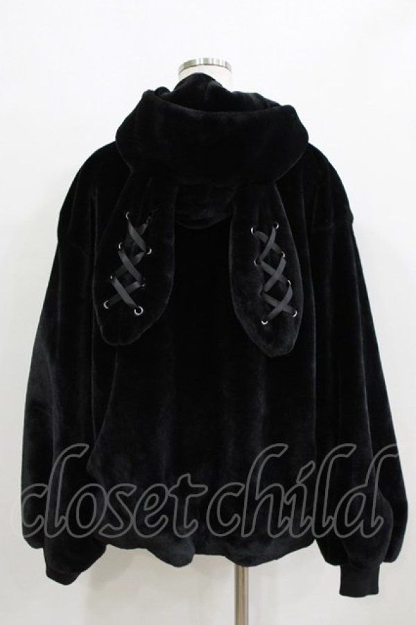 画像3: Ank Rouge / リボンうさみみファーコート M ブラック H-26-01-24-038-CA-CO-NS-ZH (3)