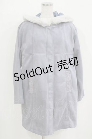 画像: axes femme / フード付スエードロングコート M ブルー H-26-01-24-039-AX-CO-NS-ZH