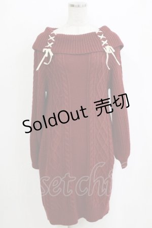 画像: axes femme / Ｗ編み上げニットチュニック Free ワイン H-26-01-24-044-AX-OP-NS-ZH