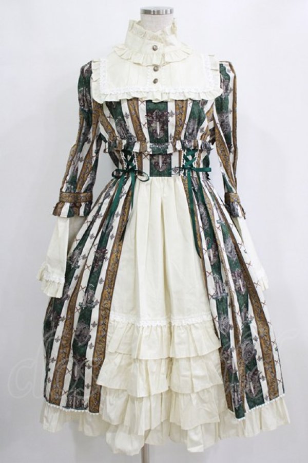 画像1: ALICE and the PIRATES / St.Lily Wolf〜狼騎士と百合の誓い〜柄ワンピース Free グリーン H-26-01-24-005-PA-OP-NS-ZH (1)