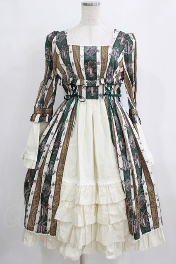 画像2: ALICE and the PIRATES / St.Lily Wolf〜狼騎士と百合の誓い〜柄ワンピース Free グリーン H-26-01-24-005-PA-OP-NS-ZH (2)