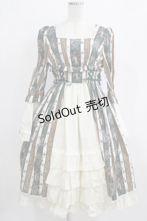 画像2: ALICE and the PIRATES / St.Lily Wolf〜狼騎士と百合の誓い〜柄ワンピース Free グリーン H-26-01-24-005-PA-OP-NS-ZH (2)