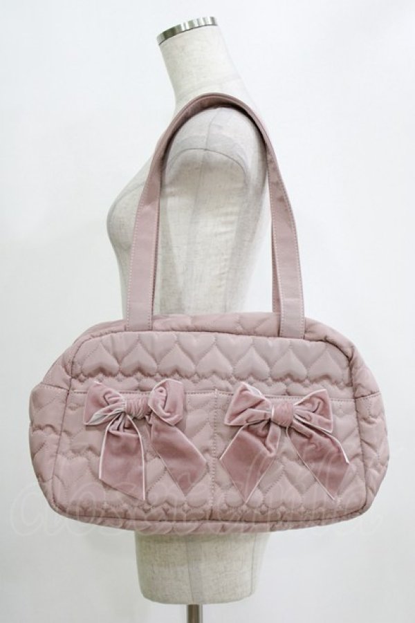 画像1: m petit by misako / ベロアリボンバッグ  ピンク H-26-01-24-052-LO-BG-NS-ZH (1)