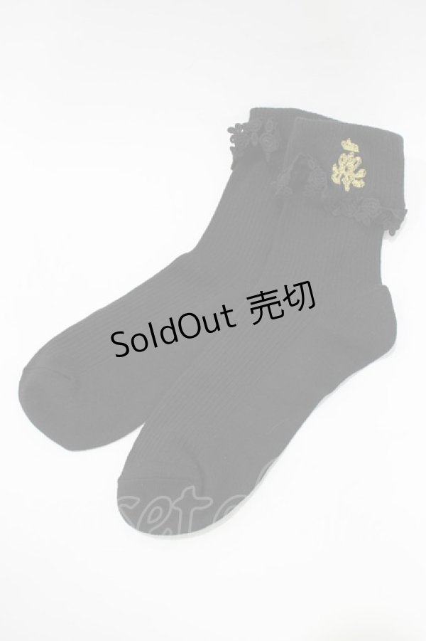 画像1: m petit by misako / NINA’S/クルーソックス  ブラック H-26-01-24-070-LO-ZA-NS-ZH (1)