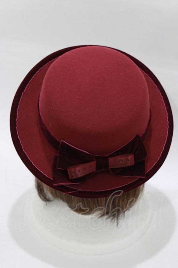 画像2: m petit by misako / NINA'S/カンカン帽  ワイン H-26-01-24-077-LO-AC-NS-ZH (2)