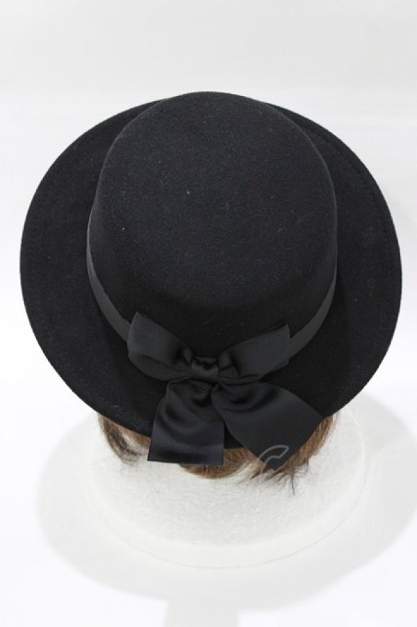 画像2: m petit by misako / TT*AMリボンカンカン帽  ブラック/クロミ H-26-01-24-078-LO-AC-NS-ZH (2)