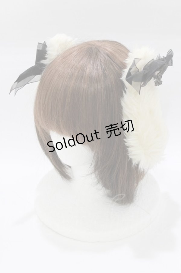 画像1: ALICE and the PIRATES / うさ耳ピンクリップ  生成り/ブラック H-26-01-24-080-PA-AC-NS-ZH (1)