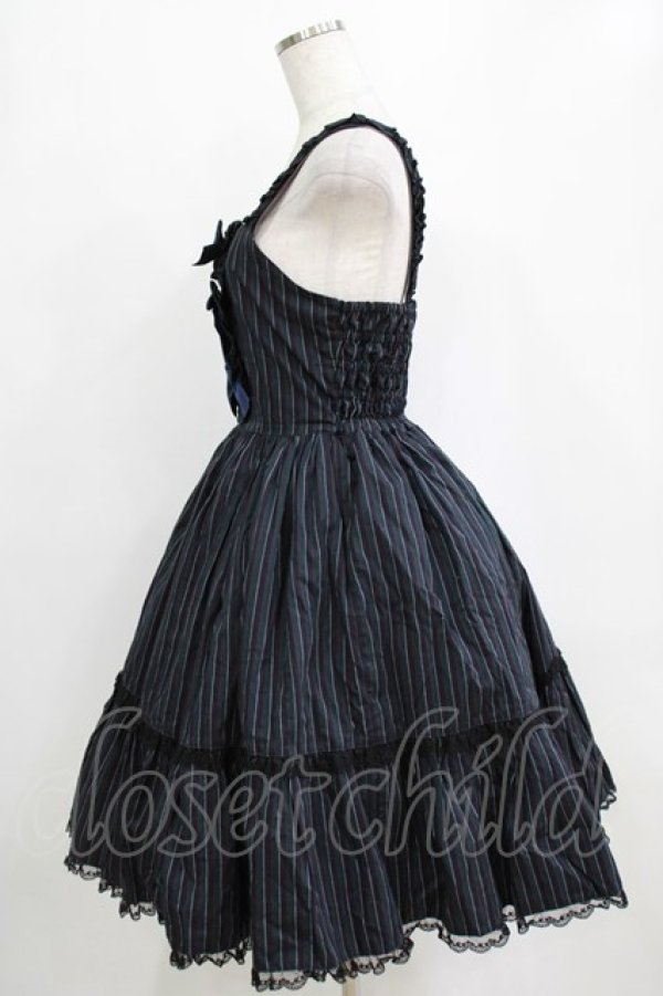 画像2: metamorphose / レジメンタルストライプジャンパースカート Free グリーン H-26-01-24-008-ME-OP-NS-ZH (2)