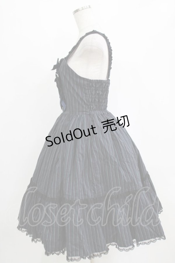 画像2: metamorphose / レジメンタルストライプジャンパースカート Free グリーン H-26-01-24-008-ME-OP-NS-ZH (2)