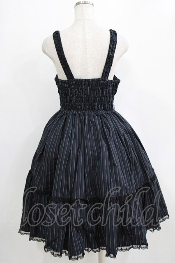 画像3: metamorphose / レジメンタルストライプジャンパースカート Free グリーン H-26-01-24-008-ME-OP-NS-ZH (3)