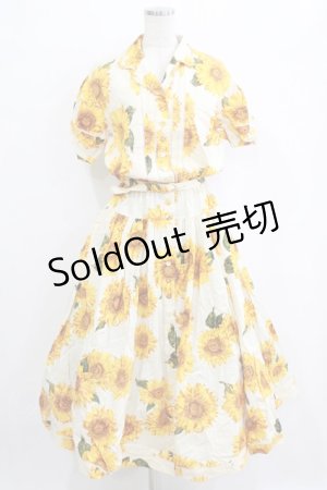 画像: INGEBORG / ひまわりプリントワンピース Free アイボリー H-26-01-24-011-LO-OP-NS-ZH