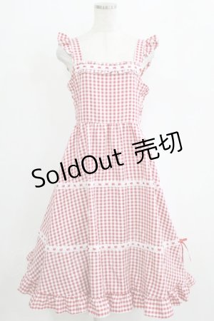 画像: Cherirulu Chocola / ギンガムチェックジャンパースカート L レッド H-26-01-24-013-GO-OP-NS-ZH