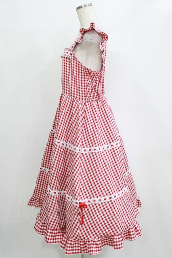 画像2: Cherirulu Chocola / ギンガムチェックジャンパースカート L レッド H-26-01-24-013-GO-OP-NS-ZH (2)