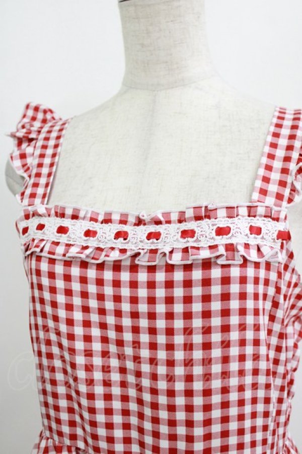 画像4: Cherirulu Chocola / ギンガムチェックジャンパースカート L レッド H-26-01-24-013-GO-OP-NS-ZH (4)