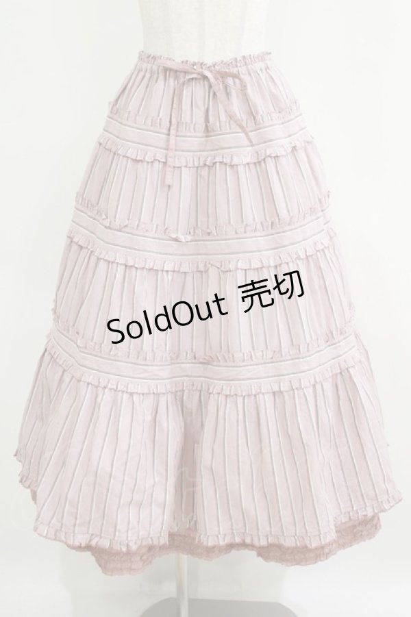 画像1: PINK HOUSE / ストライプフリルスカート Free ピンク H-26-01-24-019-LO-SK-NS-ZH (1)
