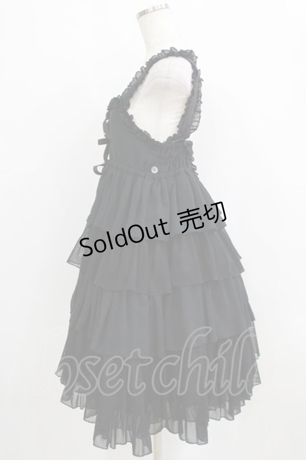 画像2: metamorphose / ハイウエスト4段フリルジャンパースカート (ドットチュール) Free ブラック H-26-01-24-020-ME-OP-NS-ZH (2)