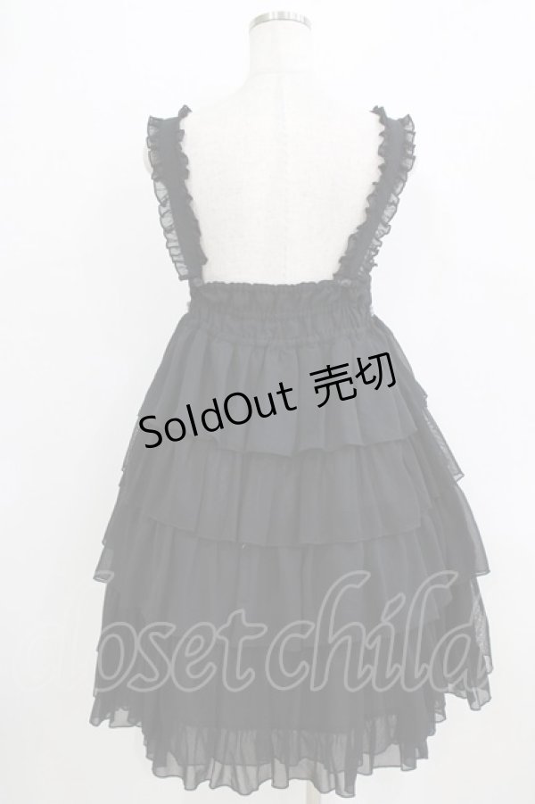 画像3: metamorphose / ハイウエスト4段フリルジャンパースカート (ドットチュール) Free ブラック H-26-01-24-020-ME-OP-NS-ZH (3)