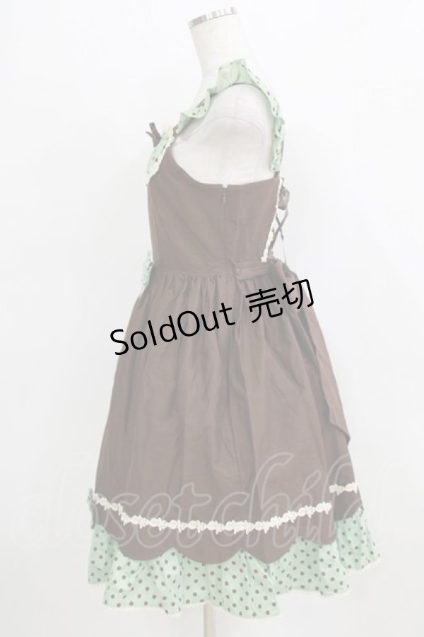 画像2: LOLITAその他 / PARERGA/スカラップジャンパースカートセット Free ブラウン/ミント H-26-01-24-021-LO-OP-NS-ZH (2)
