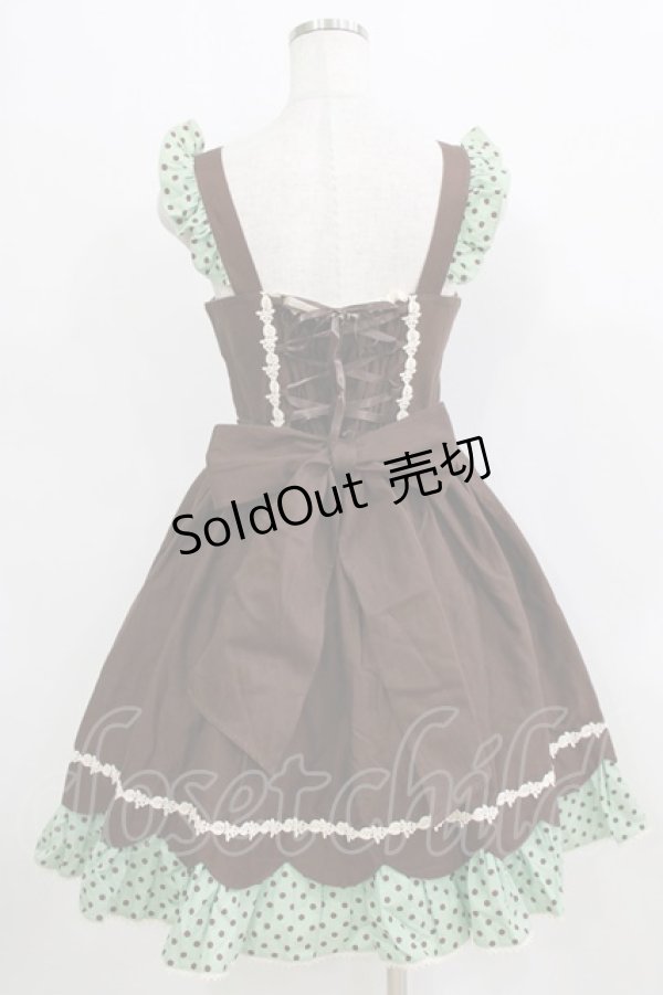 画像3: LOLITAその他 / PARERGA/スカラップジャンパースカートセット Free ブラウン/ミント H-26-01-24-021-LO-OP-NS-ZH (3)