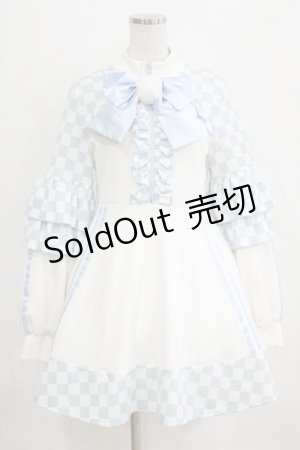 画像: Jamieエーエヌケー / ブロックチェックフリルジャージワンピース M オフ/サックス H-26-01-24-022-PU-OP-NS-ZH