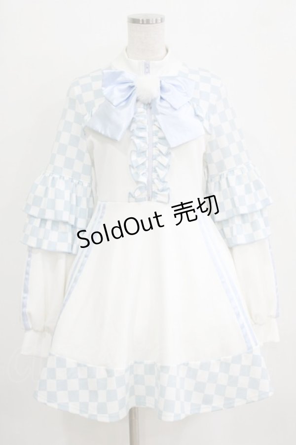 画像1: Jamieエーエヌケー / ブロックチェックフリルジャージワンピース M オフ/サックス H-26-01-24-022-PU-OP-NS-ZH (1)