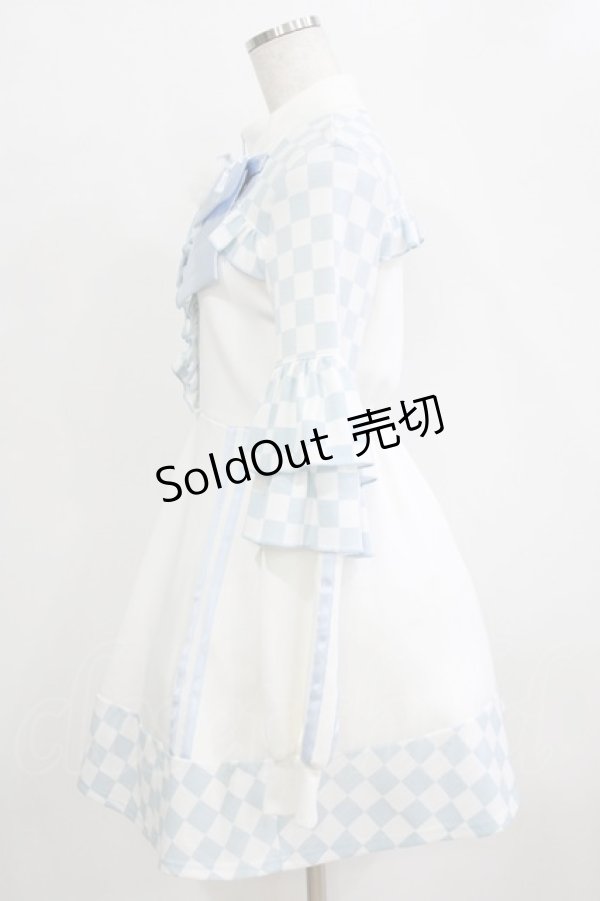 画像2: Jamieエーエヌケー / ブロックチェックフリルジャージワンピース M オフ/サックス H-26-01-24-022-PU-OP-NS-ZH (2)