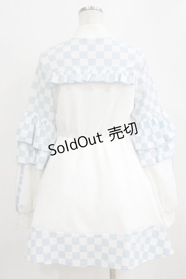 画像3: Jamieエーエヌケー / ブロックチェックフリルジャージワンピース M オフ/サックス H-26-01-24-022-PU-OP-NS-ZH (3)
