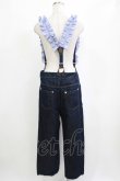 画像3: Jane Marple / Cotton Linen Denim Frill Suspenders Pants  ブルー H-26-01-25-026-JM-PA-KB-ZH (3)