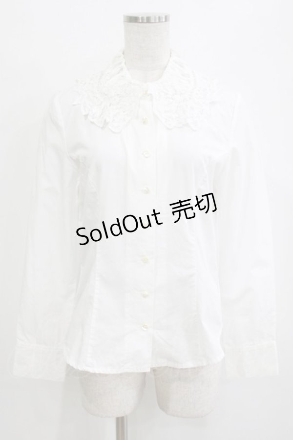 画像1: Jane Marple / レースカラーコットンブラウス  オフホワイト H-26-01-25-030-JM-BL-KB-ZH (1)