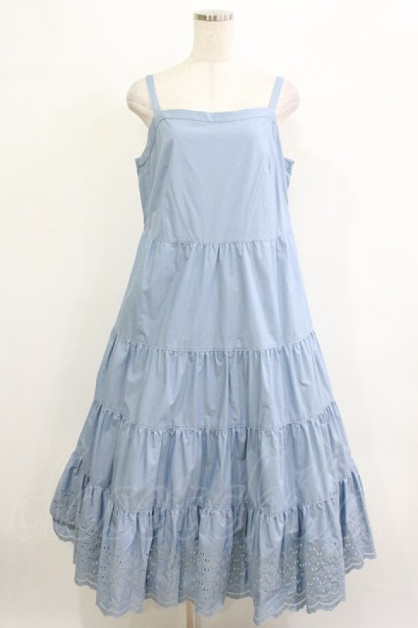 画像1: Jane Marple Dans Le Salon / Typewriter lace tiered dress  ブルー H-26-01-25-004-JM-OP-KB-ZH (1)