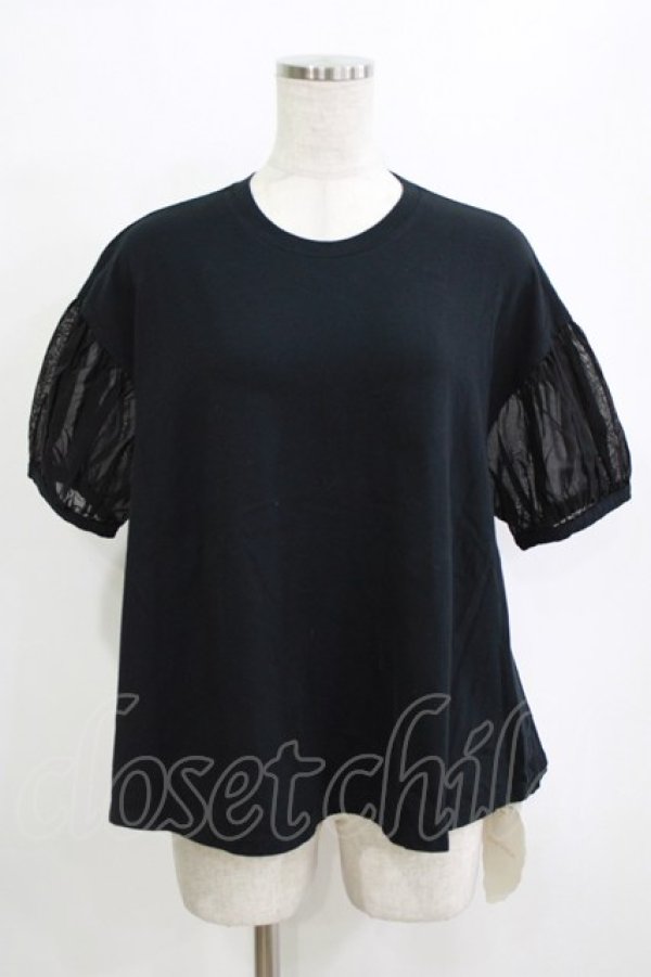 画像1: Jane Marple / Sheer Puffy Sleeve Pullover  black×black H-26-01-25-034-JM-TO-KB-ZH (1)