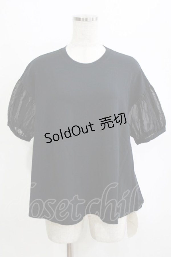 画像1: Jane Marple / Sheer Puffy Sleeve Pullover  black×black H-26-01-25-034-JM-TO-KB-ZH (1)
