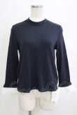 画像1: Jane Marple / High-gauge fraise pleats lace collar pullover  ネイビー H-26-01-25-035-JM-TO-KB-ZH (1)