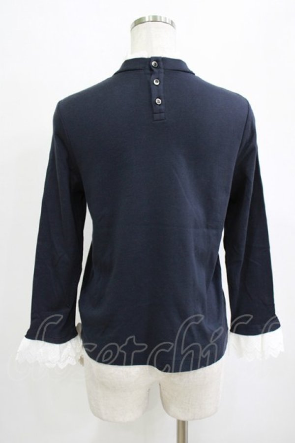 画像3: Jane Marple / High-gauge fraise pleats lace collar pullover  ネイビー H-26-01-25-035-JM-TO-KB-ZH (3)
